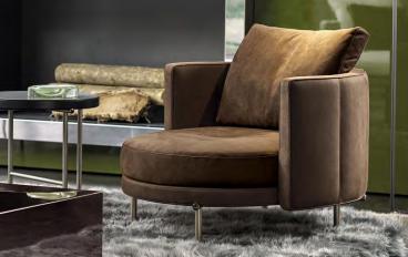 Круглое кресло в обивке нубук Torii от фабрики Minotti image 1