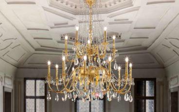 Двухъярусная 15-рожковая люстра Acantia S15 от Masiero Atelier Chandeliers с отделкой сусальным и глянцевым золотом image 1