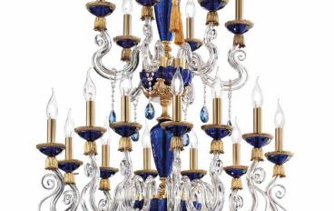 Двухъярусная синяя люстра Barocco L12+6 Lux фабрики Euroluce - Eleganceimage 1