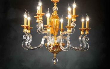 Подвесная люстра Barocco L8+4 Amber фабрики Euroluce - Elegance image 1