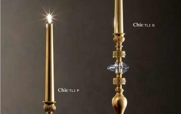 Настольная лампа-подсвечник Chic TL1 от Masiero Atelier Chandeliers с металлическим каркасом с латунными вставками и цветным хрусталем image 1