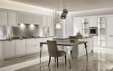 Кухня с патинацией и глянцевыми фасадами в белом цвете Aster Cucine - Luxury glamimage 1