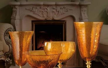 Вазы из кракелированного стекла Barocco Amber фабрики Euroluce - Elegance