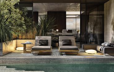 Шезлонг Sunray и банкетка Sunray Luke от фабрики Minotti image 1