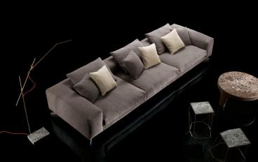 Трехместный диван X-One Sofa, столик W-Table, журнальный столик R-Table, светильник Pipe Light-Limage 1